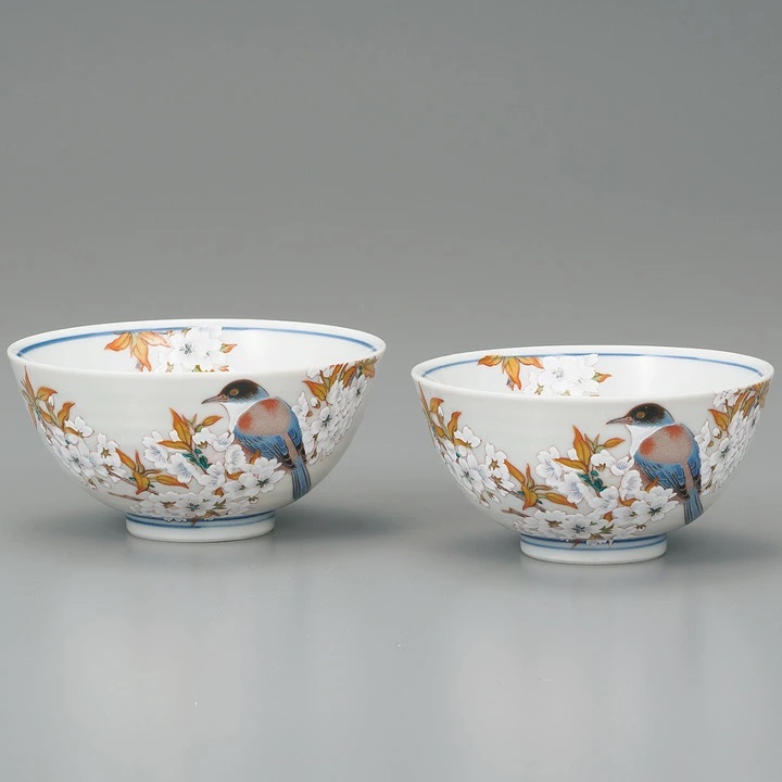 楽天市場】九谷焼 ご飯茶碗 福良雀 縦2羽 飯碗 中村陶志人作 : 九谷焼