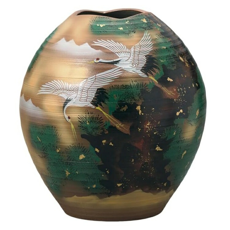 楽天市場】九谷焼 8号カメ寸胴花瓶 金箔木立連山に鶴 130550 : ギフト