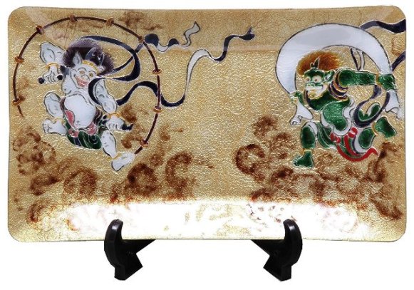 楽天市場】清水焼 風神雷神図 (立付)飾り皿 KMG-187 送料無料 : ギフト