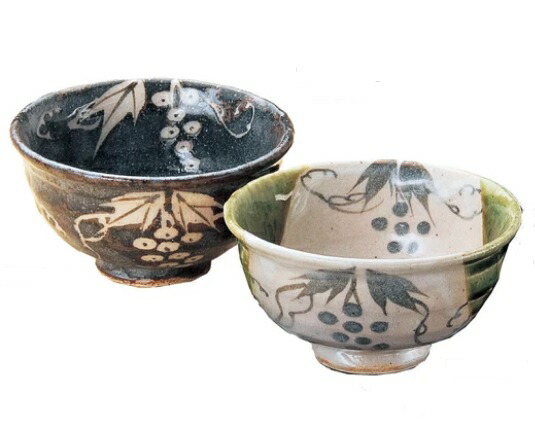 楽天市場】美濃焼 玉山窯 織部椿絵 夫婦飯碗 : ベルセーブ