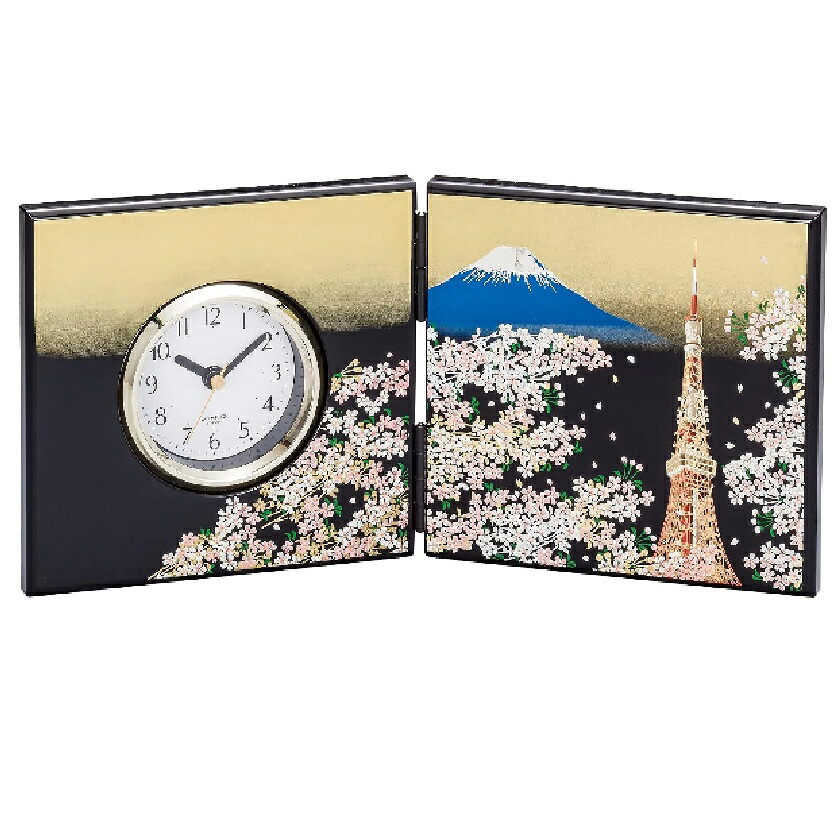 山中塗師細工 山中塗 屏風時辰儀（小）東京タワー