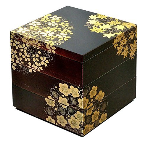 楽天市場】6.5寸 三段 角重 溜塗 はるか 重箱 3段 正月 和風 漆器 迎春