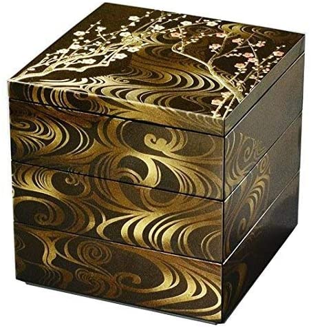 漆器 重箱 3段 鶴のデザイン みよし漆器本舗 重箱 3段 6寸 (18.2cm) 二羽鶴 三段重箱 お重箱