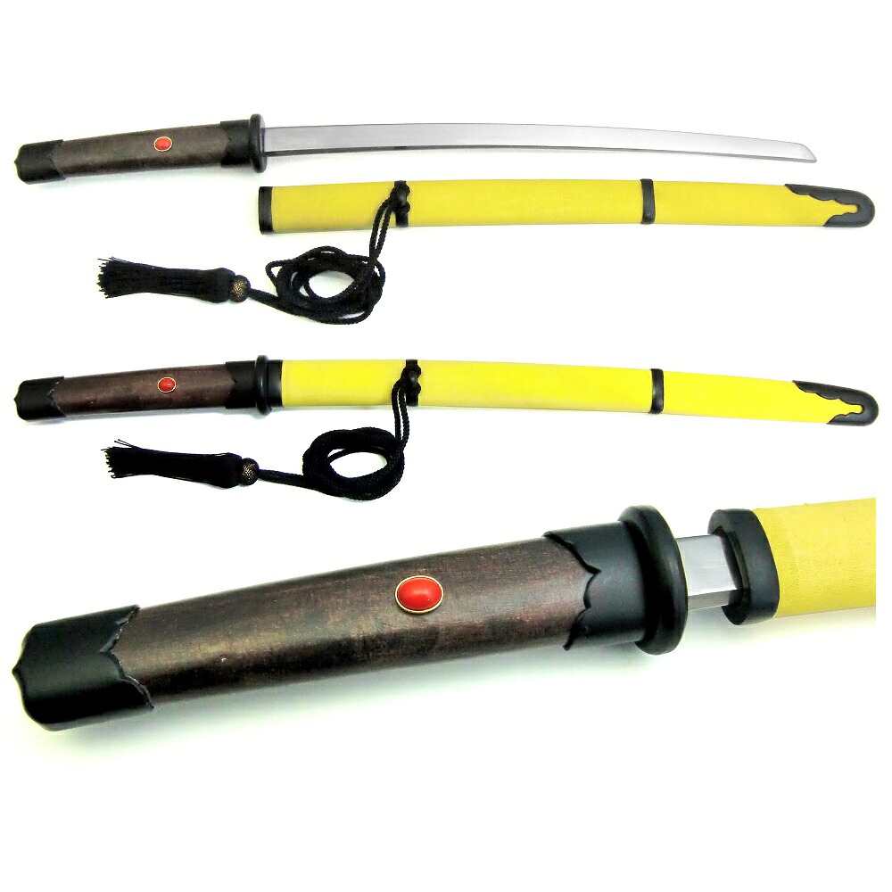 尾形刀剣 TT-12 鉄刀十手　柄(古色)・鞘(黄布巻) 赤サンゴ飾