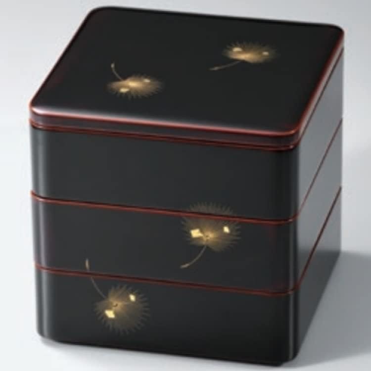 越前漆器・越前塗 漆遊館 溜内朱 飛花 65隅丸 三段重｜七to八-Seven to eight- 87,450円