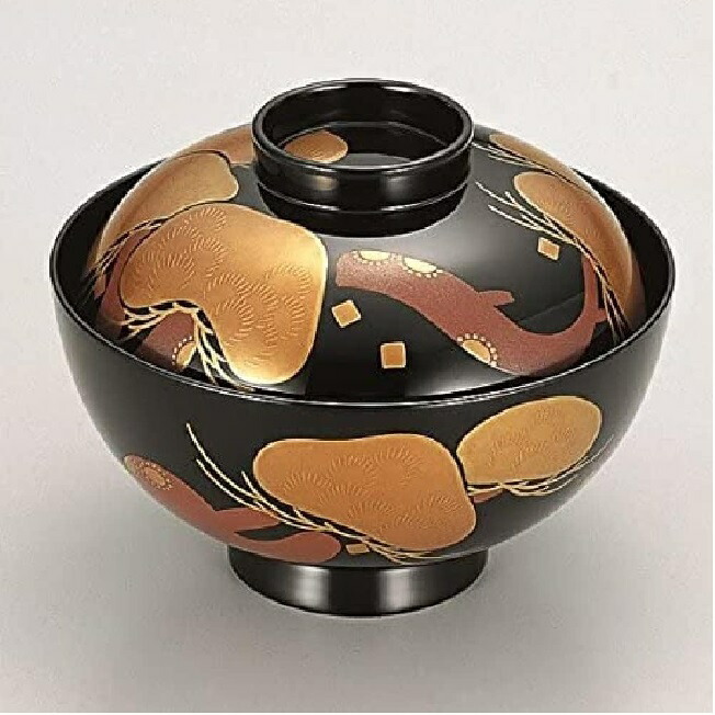 越前漆器・越前塗 漆遊館 吸物椀 茸老松