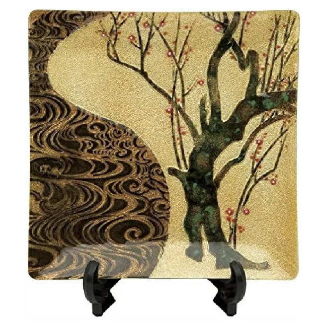 七宝焼 尾形光琳 飾皿 紅梅, 66 (縦180mm×横180粍)