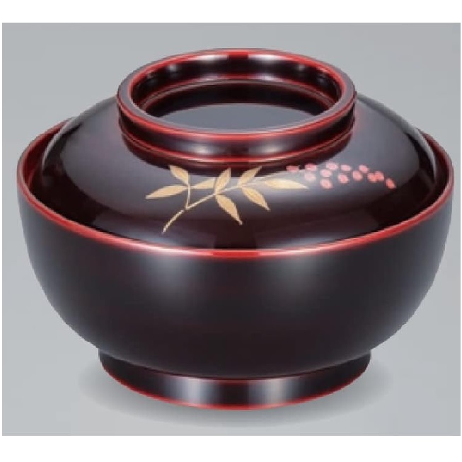 越前漆器・越前塗 漆遊館 溜 南天 45輪広 煮物椀