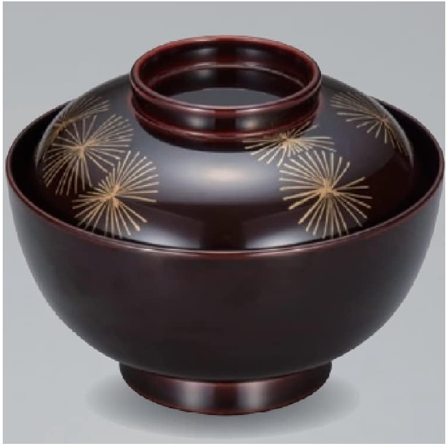 越前漆器・越前塗 漆遊館 45煮物椀 溜 唐松