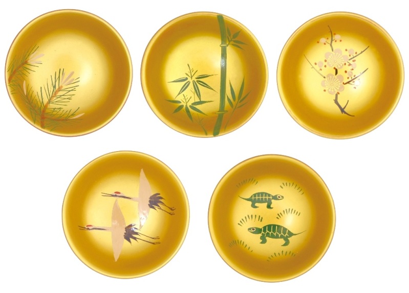 楽天市場】金地 1.8 小盃 2P 鶴亀(手描) 2客 セット 酒器 天然木製 漆+