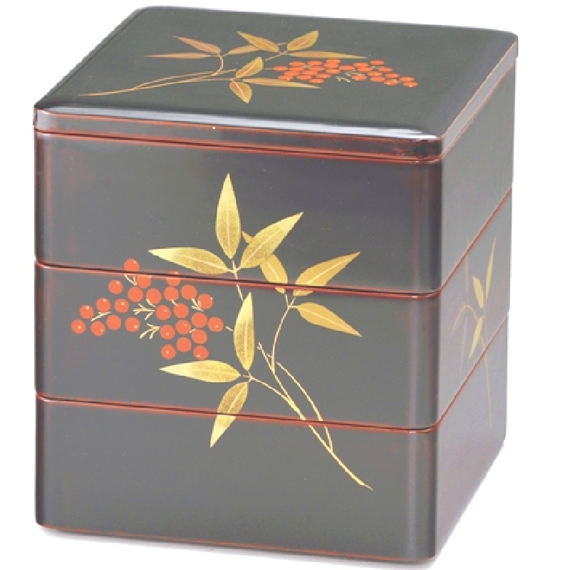 楽天市場】会津漆器・会津塗・重箱溜 5.5 胴張 三段重（漆・手塗