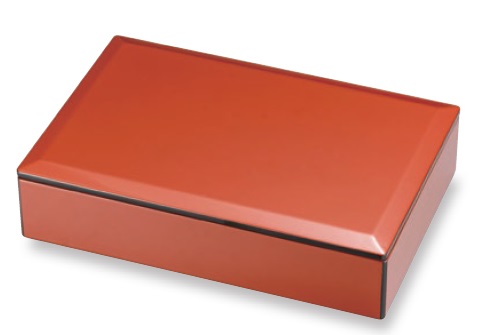 越前漆器　古代朱内黒　10寸　長手松花堂　六ツ仕切付　30×20×6cm