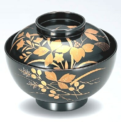 越前塗師細工 秋草 吸いもの椀 φ12.4×9.8珊
