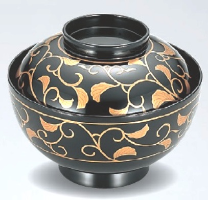 越前塗師細工 唐草 吸いもの椀 φ12.4×9.8珊
