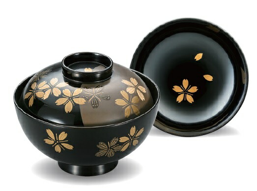 越前塗師細工 雪月花 吸いもの椀 φ12.1×9.5糎