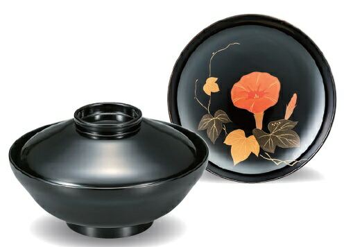 越前漆器　朝顔4.5寸平かすみ吸物椀　φ13.5×7.7cm