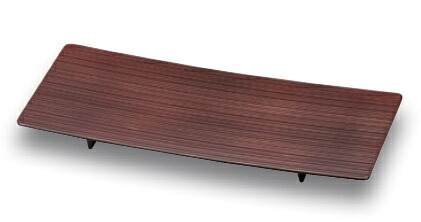 越前塗師細工 総溜 9.0幅細ヘギメ足付皿 盛器 27.2×12.0×2.5糎