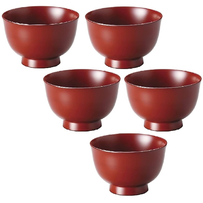 越前漆器・越前塗 雅乃 36羽反り汁椀 古代朱 (5客組)｜七to八-Seven to eight-