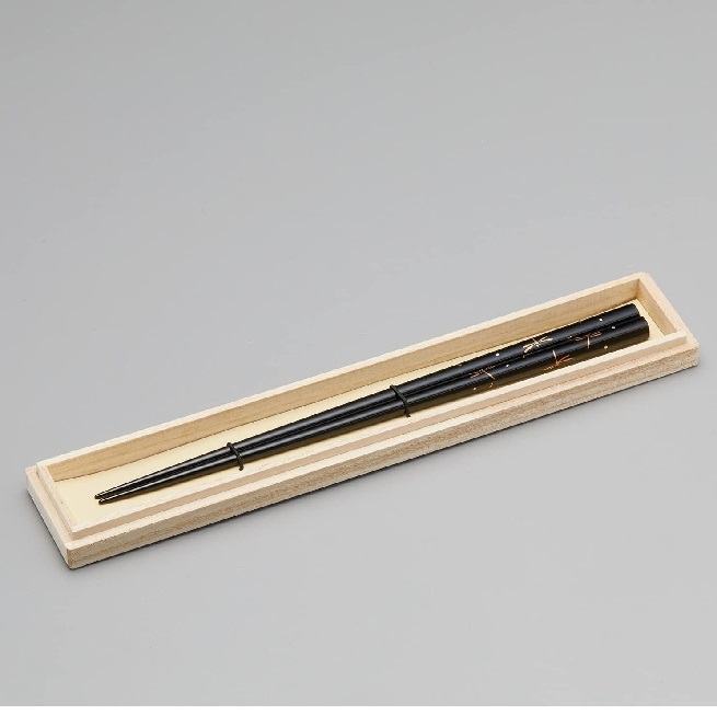 越前漆器・越前塗 雅乃 本金磨蒔絵 トンボ・勝虫 箸 伝統工芸士 森田昌敏作 (黒)|七to八-Seven to eight-