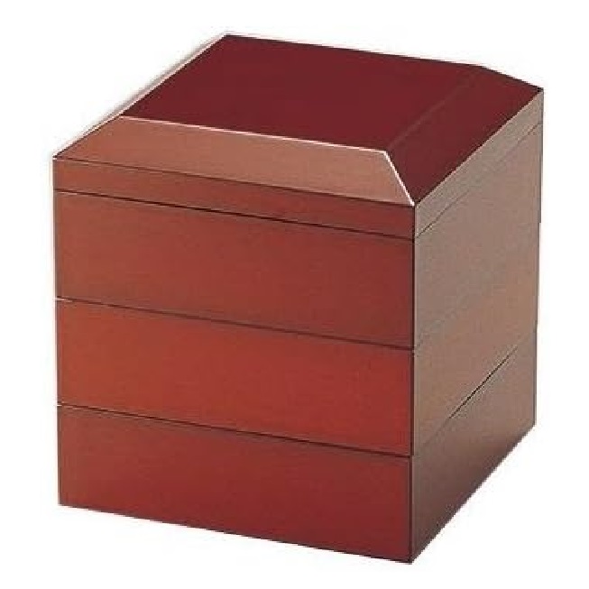 越前漆器・越前塗 雅乃 面取45三段重 古代朱｜七to八-Seven to eight-