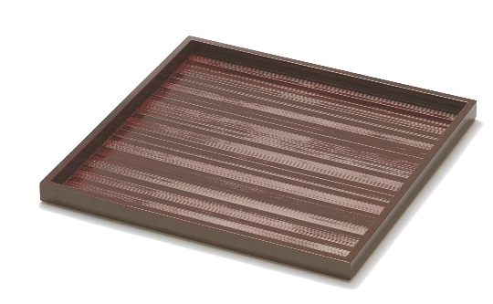 越前漆器　溜　10乱筋角盆　30.4×30.4×2cm