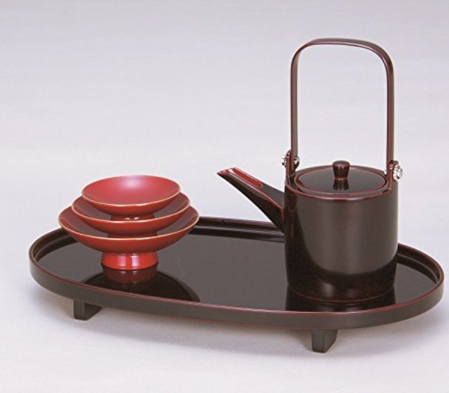 越前漆器　溜　三ツ揃　姫小判屠蘇器　化粧箱