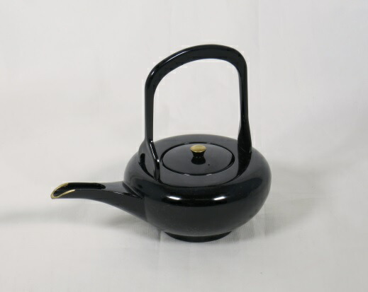 <br>越前漆器　黒天金　平形銚子　化粧箱　19×12×16.3cm　＜越前漆器　正月　迎春＞