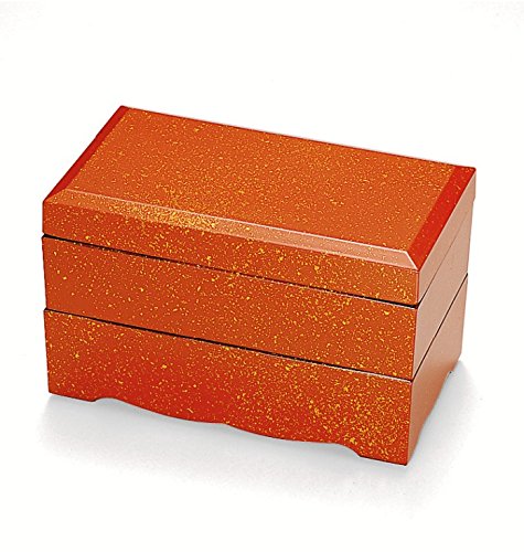 越前漆器　朱　金散内黒　雅　2段弁当　18×10.1×11.4cm