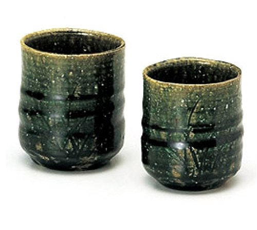 瀬戸焼 陶房淳 織部 組湯呑 サイズ/ [大]径7.5 x 高8.5cm(200ml), [小]径6.9 x 高7.8cm(160ml)