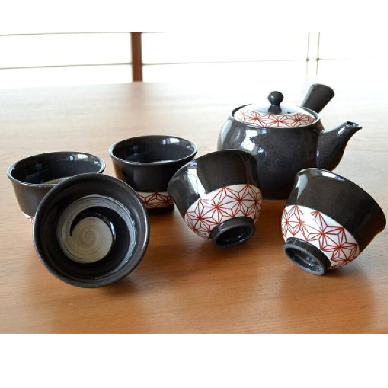 有田・波佐見焼 絵麻 Ｕ急須茶器揃 [急須1個と湯呑5個]