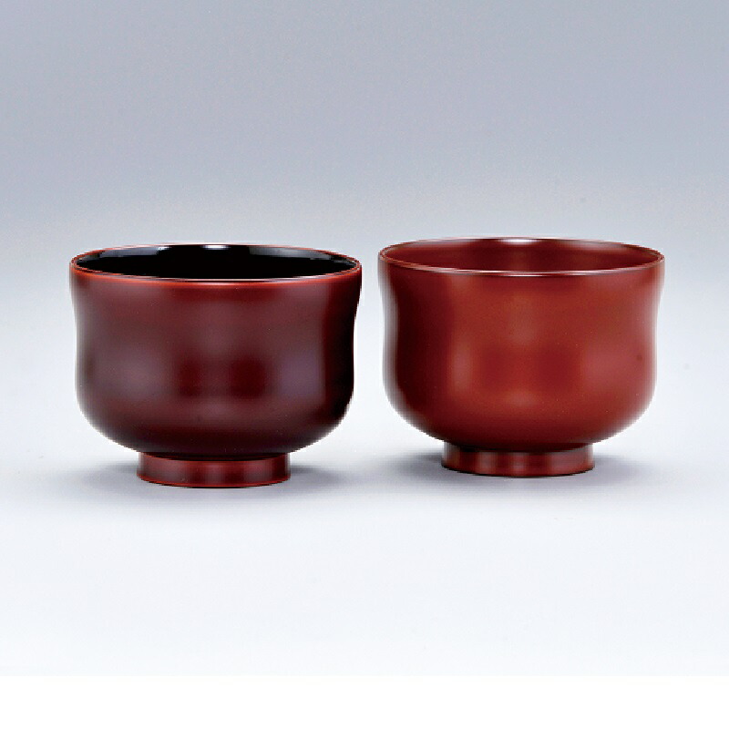 会津漆器・会津塗 黒・銀朱 3.2 ひさご夫婦椀 （漆・手塗）