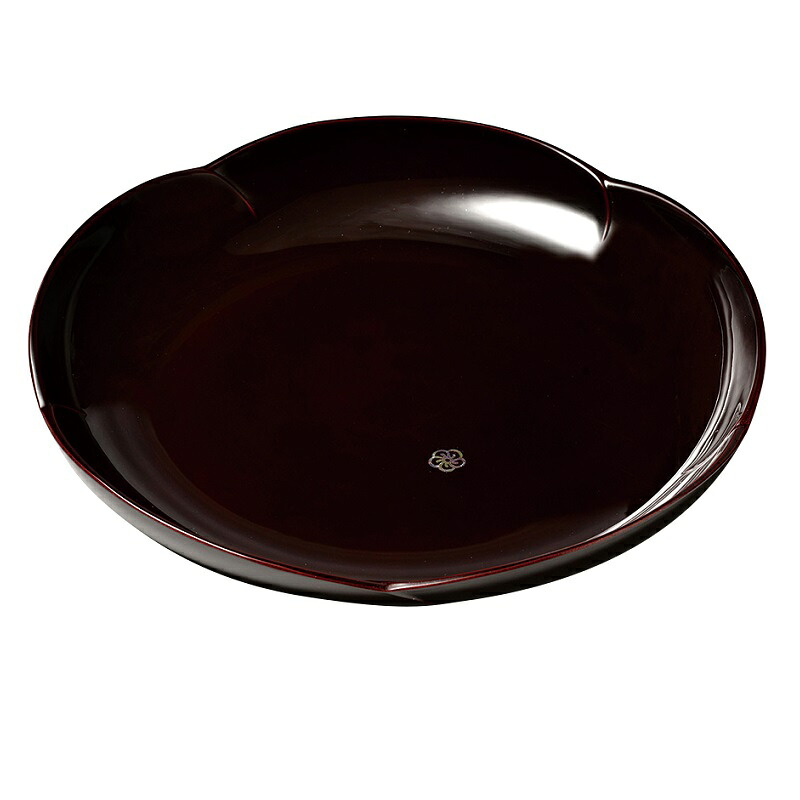 会津漆器・会津塗 溜 皿 彩梅