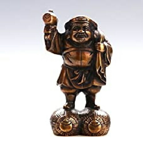 高丘銅器 名匠旭峰作 飾りつけ 七福神 3号 大黒 銅生産品一種独特の光輝があり飛び切り感があります。風水では床の間や、南・南東・東向に置くのが限りない。五穀豊穣・財運・子々孫々賑わいのご利益があるといわれています。