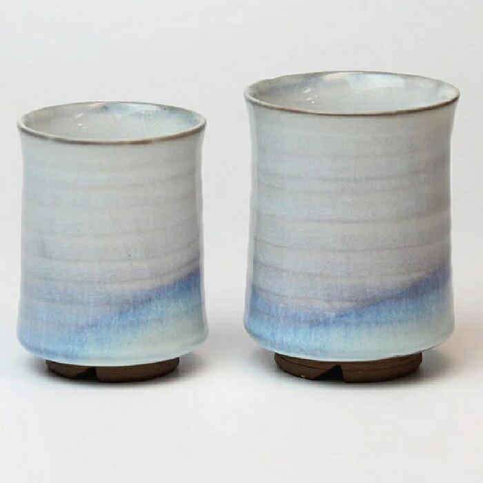 萩焼 椿秀窯 白雲組湯呑　小：約φ6.0×H8.3cm（200ml）大：約φ7.0×H9.0cm（240ml）