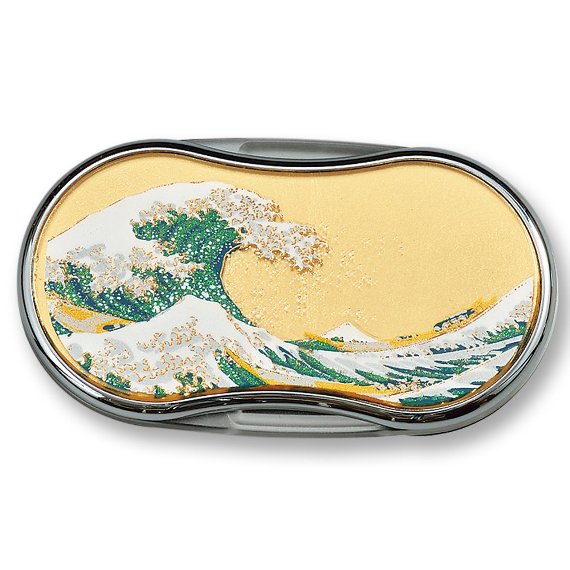 山中漆器　漆芸LEDルーペ　波（Ｇ）巾着袋付　レンズを引き出すとライトが付きます。＜ギフト　プレゼント　お祝い　敬老の日　記念品に・・＞