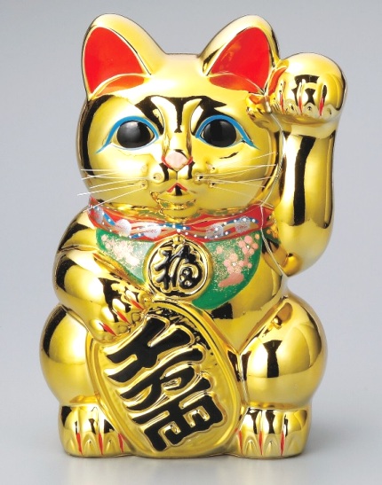 常滑焼　黄金小判付猫　招き猫の貯金箱 常滑焼 黄金小判付猫 招き猫の貯金箱