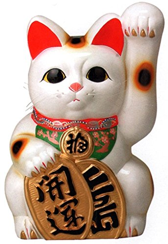 常滑焼 招き猫　貯金箱　梅月　開運白手長小判猫（左手）13号　高さ：43cm＜左手を上げる猫はお客を招く！千客万来＞ 37,895円