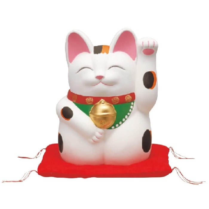 楽天市場】常滑焼 招き猫 4号小判白猫貯金箱 右手上げ (143-56-86