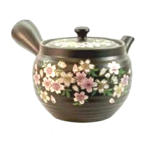 常滑焼 急須 晶窯作「黒 線段桜」600ml (えむ網茶こし) 茶道具・湯呑・急須-コーヒー・お茶用品-キッチン用品・食器・調理器具