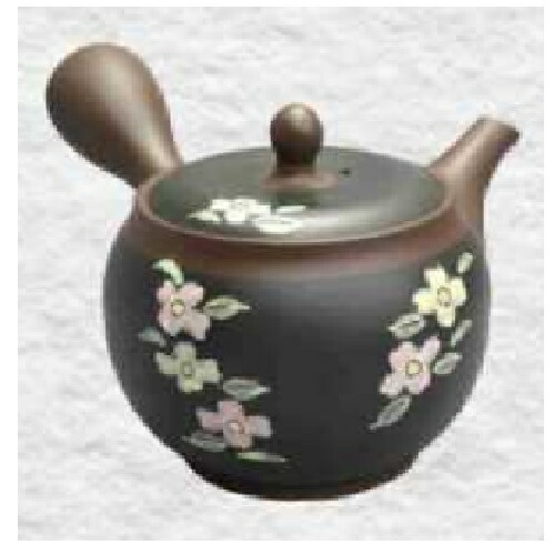 常滑焼 急須 歳月作「黒はけ花水木」330ml (帯網茶こし) コーヒー・お茶用品-キッチン用品・食器・調理器具