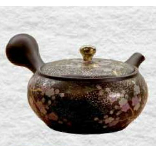 常滑焼 急須 竹春作「金紅白梅」230ml (セラメッシュ茶こし)