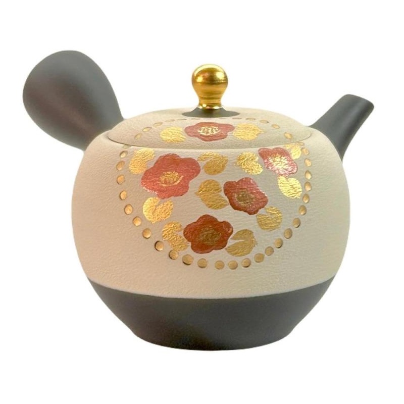 常滑焼 急須 昭萌作「白金赤椿」330ml (セラメッシュ茶こし)|七to八-Seven to eight-