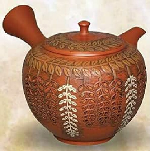 常滑焼 急須 舜園作「朱泥六角 藤透かし」280ml (瀬戸もの製茶こし)