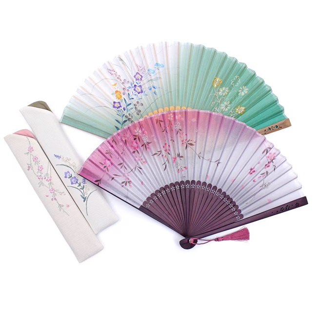【女性用扇子】花しぐれ（扇子袋付き・桐箱入り）