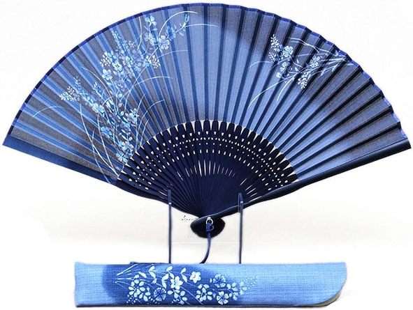 桐箱入扇子　【女性用扇子】　藍乃町　撫子桔梗 桐箱入（女性向き・桐箱入りギフトセット）＜ギフト　プレゼント　お祝い　お返し　誕生日　母の日　敬老の日　退職祝い　結婚＞