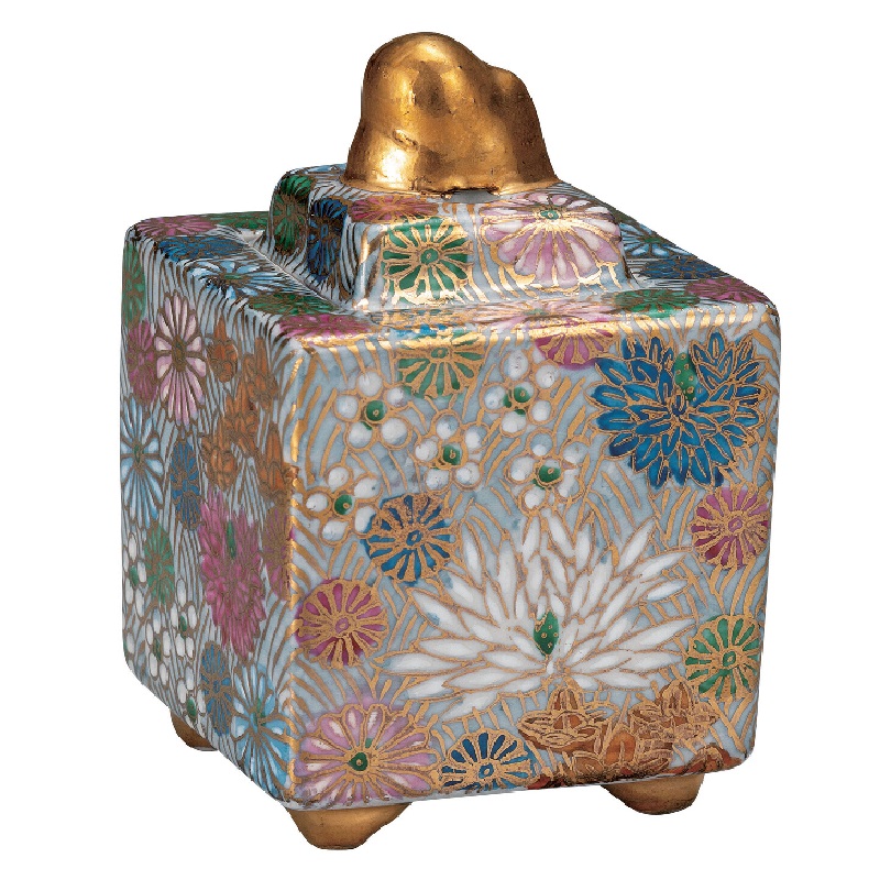 九谷焼香炉 九谷五彩鳳凰文 作家一点物香炉 九谷焼香炉 九谷五彩鳳凰文