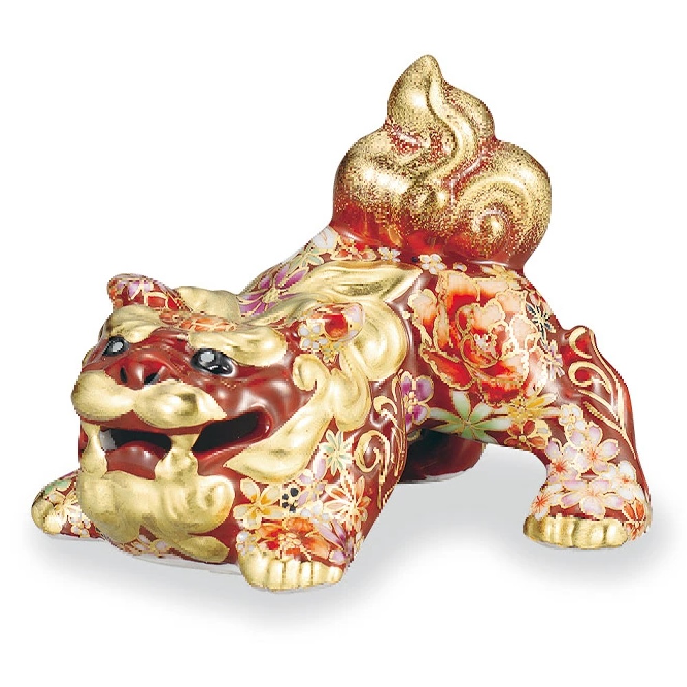 九谷焼 西由紀夫 3号獅子 本金花詰