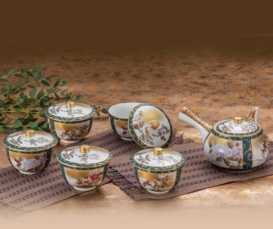 九谷焼 蓋付茶器 本金割取花鳥＜九谷焼 和食器 鉢 小鉢 人気 ギフト セット 贈り物 結婚祝い/内祝い/お返し＞｜七to八-Seven to eight-