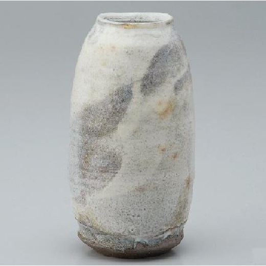 信楽焼 花噐・花瓶 灰釉窯変 作家 「顕三作」