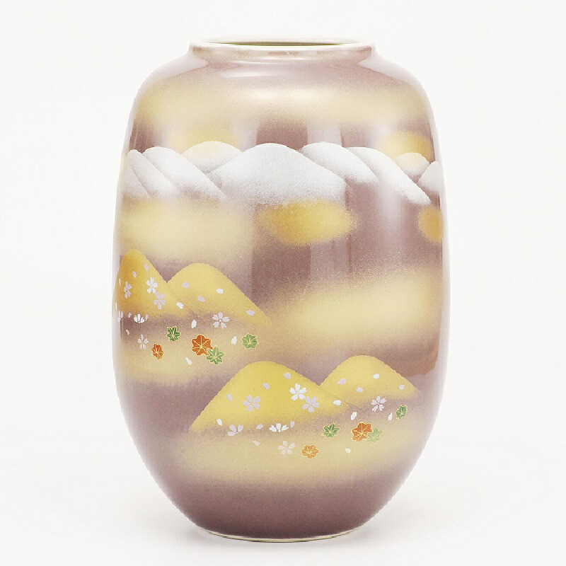 日本の言い慣わし芸術品【九谷焼】8号ナツメ 四季の山